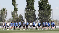 Los jugadores del Madrid, durante su &uacute;ltimo entrenamiento.