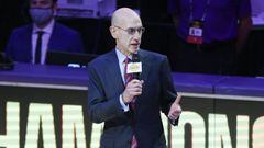 LOS ANGELES, CALIFORNIA - DECEMBER 22: NBA Commissioner Adam Silver speaks during the Los Angeles Lakers 2020 NBA championship ring ceremony before their opening night game against the Los Angeles Clippers at Staples Center on December 22, 2020 in Los Ang