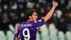 Fiorentina&#039;s Dusan Vlahovic during a game against Juventus. 