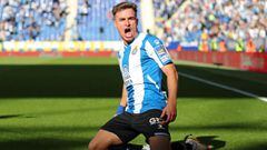 Adria Pedrosa goal celebration during the match between RCD Espanyol and Granada CF, corresponding to the week 13 of the Liga Santander, played at the RCDE Stadium, on 06th November 2021, in Barcelona, Spain. 
  -- (Photo by Urbanandsport/NurPhoto via Get