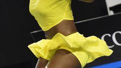 Serena Williams of the US plays a forehand return during her women&#039;s singles semi-final match against Poland&#039;s Agnieszka Radwanska on day eleven of the 2016 Australian Open tennis tournament in Melbourne.