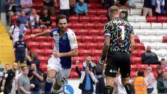 Blackburn Rovers' Ben Brereton Diaz celebrates scoring their side's second goal of the game during the Sky Bet Championship match at Ewood Park, Blackburn. Picture date: Saturday September 3, 2022. (Photo by Ian Hodgson/PA Images via Getty Images)