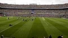 Thousands of Argentina&#039;s Boca Juniors fans watch a training session of their team, from the stands of the Bombonera stadium, in Buenos Aires, Argentina Thursday, Nov. 22, 2018. Boca Juniors faces River Plate for the Copa Libertadores soccer final game on Saturday. (AP Photo/Natacha Pisarenko)
