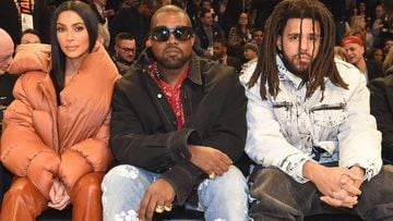 Kim Kardashin, Kanye West y Cole en el United Center, Chicago, para el All Star Game 2020. Febrero 16, 2020.