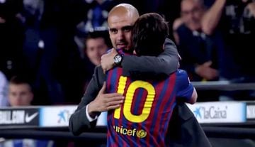 Messi and Guardiola together at Barcelona in 2016.