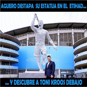 memes graciosos sobre la estatua de Agüero y su parecido con Toni Kroos