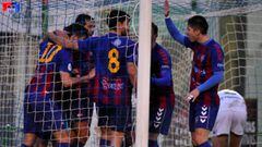 Los jugadores de la Gimn&aacute;stica Segoviana celebran un gol en Tercera Divisi&oacute;n.
