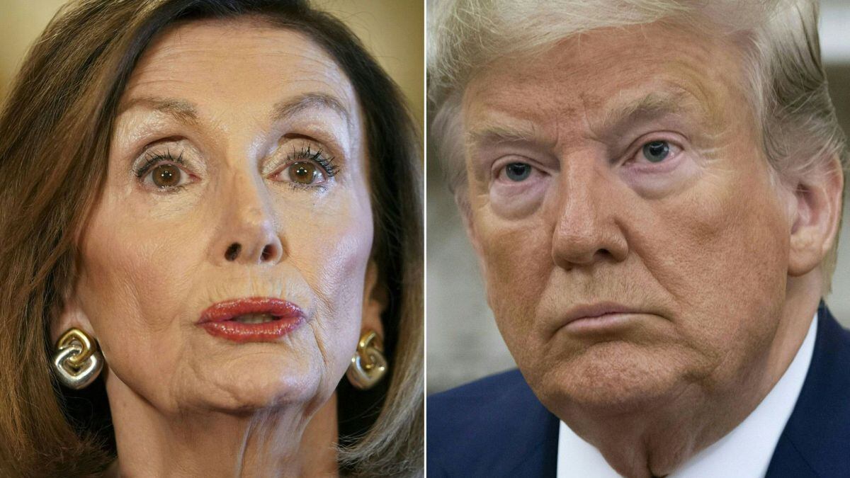 (FILES) In this file combination of pictures created on September 24, 2019 shows US Speaker of the House Nancy Pelosi, Democrat of California, on September 24, 2019 and US President Donald Trump in Washington, DC, September 20, 2019. - US House Speaker Na