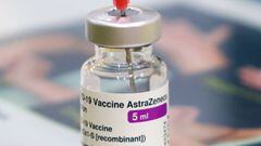 FILE PHOTO: A vial of Oxford/AstraZeneca&#039;s COVID-19 vaccine is seen at a vaccination centre in Antwerp, Belgium March 18, 2021. REUTERS/Yves Herman/File Photo
