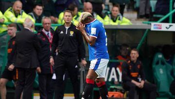 Rangers' Alfredo Morelos after being sent off during the cinch Premiership match at Easter Road, Edinburgh. Picture date: Saturday August 20, 2022. (Photo by Andrew Milligan/PA Images via Getty Images)