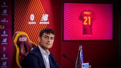 ROME, ITALY - JULY 26: AS Roma player Paulo Dybala during the prensentation press conference at Centro Sportivo Fulvio Bernardini on July 26, 2022 in Rome, Italy. (Photo by Fabio Rossi/AS Roma via Getty Images)