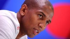 SAINT PETERSBURG, RUSSIA - JULY 09:  Ashley Young speaks to the media during an England press conference at Spartak Zelenogorsk Stadium on July 9, 2018 in Saint Petersburg, Russia.  (Photo by Alexander Hassenstein/Getty Images)