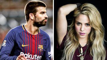 Imágenes de Gerard Piqué en un partido con el Barcelona y de Shakira