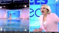 Una mujer desnuda entra en pleno directo para agredir con un ladrillo a la presentadora