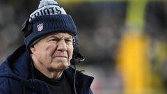 Dec 7, 2023; Pittsburgh, Pennsylvania, USA;  New England Patriots head coach Bill Belichick walks the sidelines against the Pittsburgh Steelers during the fourth quarter at Acrisure Stadium. Mandatory Credit: Philip G. Pavely-USA TODAY Sports