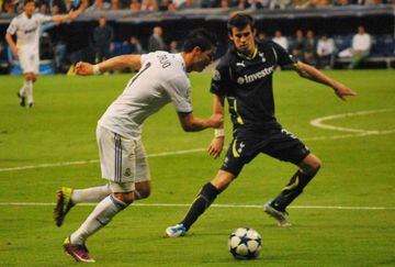 Cristiano runs at future teammate Gareth Bale.