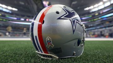 The helmets of the Dallas Cowboys sported a different look for their home game against the Denver Broncos at AT&amp;T Stadium.