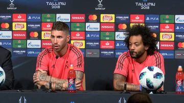 Ramos y Marcelo en rueda de prensa.