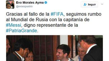 Un mensaje de Evo Morales a favor de Messi incendia Twitter