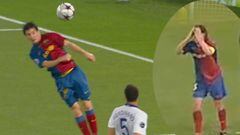 La reacción de Puyol con el gol de Messi al United: Para recordar