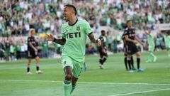 AUSTIN, TX - MARCH 06: Austin FC forward Sebastián Driussi (7) reacts after scoring a goal during the game against Inter Miami CF at the Q2 Stadium in Austin, TX on March 06, 2022. (Photo by Adam Davis/Icon Sportswire via Getty Images)