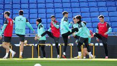 Un entrenamiento del Espanyol en el RCDE Stadium.