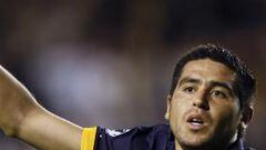 GOLAZO. Riquelme anotó uno de los goles de Boca con un bonito e imponente gol por la escudra tras una jugada personal.