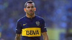 Carlos T&eacute;vez durante un partido de Boca Juniors.
