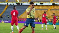 Falcao Garc&iacute;a celebrando un gol con la Selecci&oacute;n Colombia en un amistoso ante Panam&aacute;.