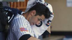 NEW YORK, NY - JULY 04: Pitcher Luis Cessa #85 of the New York Yankees wipes his head after pitching the eighth inning against the Toronto Blue Jays during a game at Yankee Stadium on July 4, 2017 in the Bronx borough of New York City. The Blue Jays defeated the Yankees 4-1.   Rich Schultz/Getty Images/AFP == FOR NEWSPAPERS, INTERNET, TELCOS &amp; TELEVISION USE ONLY ==
