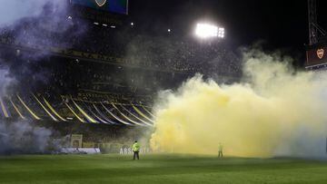 Boca Juniors' supporters cheer for their team before their Argentine Professional Football League Tournament 2022 match against Rosario Central at La Bombonera stadium in Buenos Aires, on August 17, 2022. (Photo by ALEJANDRO PAGNI / AFP)
