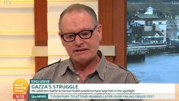Paul Gascoigne emocionado al hablar del suicidio de su sobrino en el programa de televisión Good Morning Britain.