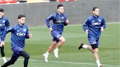 Catena, Falcao y Mario Suárez, en un entrenamiento.