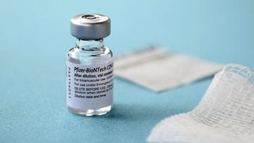  En esta foto de archivo del 14 de diciembre de 2020, un vial de la vacuna Pfizer para COVID-19 se encuentra en una mesa en el Hospital Hartford en Hartford, Connecticut.