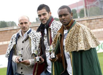 Bruno, Moya y Miguel, exjugadores del Valencia, posaron para AS vestidos de los tres Reyes Magos en 2010. 