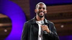 NEW ORLEANS, LOUISIANA - JULY 01: Chris Paul speaks onstage during the 2022 Essence Festival of Culture at the Ernest N. Morial Convention Center on July 1, 2022 in New Orleans, Louisiana. (Photo by Paras Griffin/Getty Images for Essence)