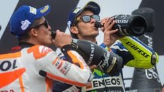 Marc M&aacute;rquez y Valentino Rossi en el Gran Premio de la Rep&uacute;blica Checa 2016