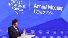 Argentina's President Javier Milei speaks, during the 54th annual meeting of the World Economic Forum (WEF), in Davos, Switzerland, January 17, 2024. REUTERS/Denis Balibouse