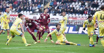 Torino's Arlind Ajeti scores the goal 2-0 during the Italian SERIE A soccer match Torino vs Pescara