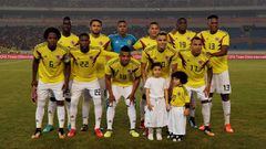 Los jugadores de la Selecci&oacute;n Colombia en el partido amistoso ante China en 2017
