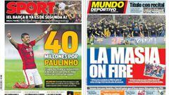 Portadas de los diarios Sport y Mundo Deportivo del d&iacute;a 26 de junio de 2017.