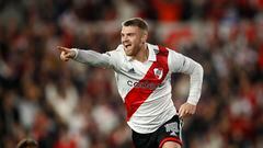 Soccer Football - Argentina Primera Division - River Plate v Racing Club - Estadio Mas Monumental, Buenos Aires, Argentina - July 28, 2023 River Plate's Lucas Beltran celebrates scoring their first goal REUTERS/Agustin Marcarian