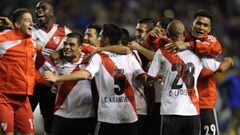 Jugadores de River Plate celebrando un triunfo en el Torneo Final 2014.