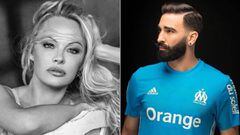 Im&aacute;genes de la actriz y activista canadiense Pamela Anderson posando y del futbolista franc&eacute;s Adil Rami con la camiseta del Olympique de Marsella.