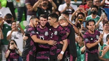 Israel Reyes celebrates his goal 1-0 of Mexico during the game Mexico National Team (Mexican National Team) vs Surinam, corresponding to Group A of League A of the CONCACAF Nations League 2022-2023, at TSM Corona Stadium, on June 11, 2022.

<br><br>

Israel Reyes celebra su gol 1-0 de Mexico durante el partido Mexico (Seleccion Nacional Mexicana) vs Surinam, correspondiente al Grupo A de la Liga A de la Liga de Naciones CONCACAF 2022-2023, en el Estadio TSM Corona, el 11 de Junio de 2022.