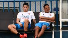 James Rodríguez y Carlos Bacca en la Selección Colombia