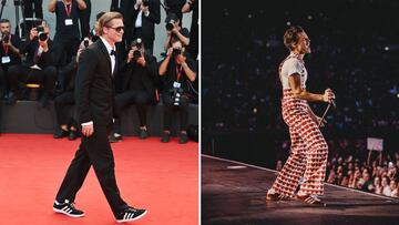Brad Pitt y Harry Styles vistiendo unas zapatillas Adidas Gazelle.
