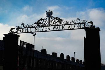 The Bill Shankly gates with the slogan 'You'll Never Walk Alone' 