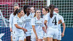 El Real Madrid celebra uno de sus goles a Osasuna femenino en la Copa Sentimiento.