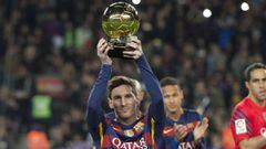 Leo Messi con el Bal&oacute;n de Oro. 